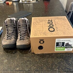 Gray Hiking Boots with Patterned Laces